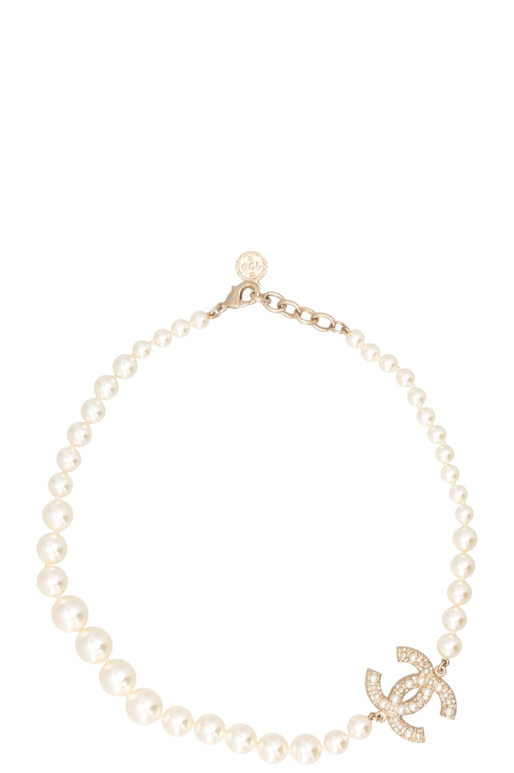CHANEL 2025 CC Necklace Pearl White