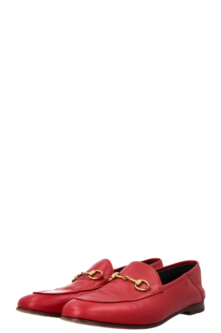 GUCCI Jordaan Loafers Leather Red