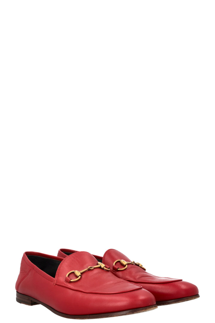 GUCCI Jordaan Loafers Leather Red
