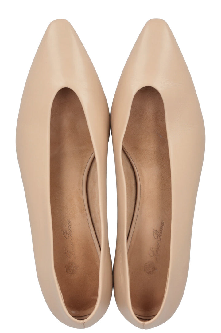 LORO PIANA Rebecca Ballerine Cuir Beige