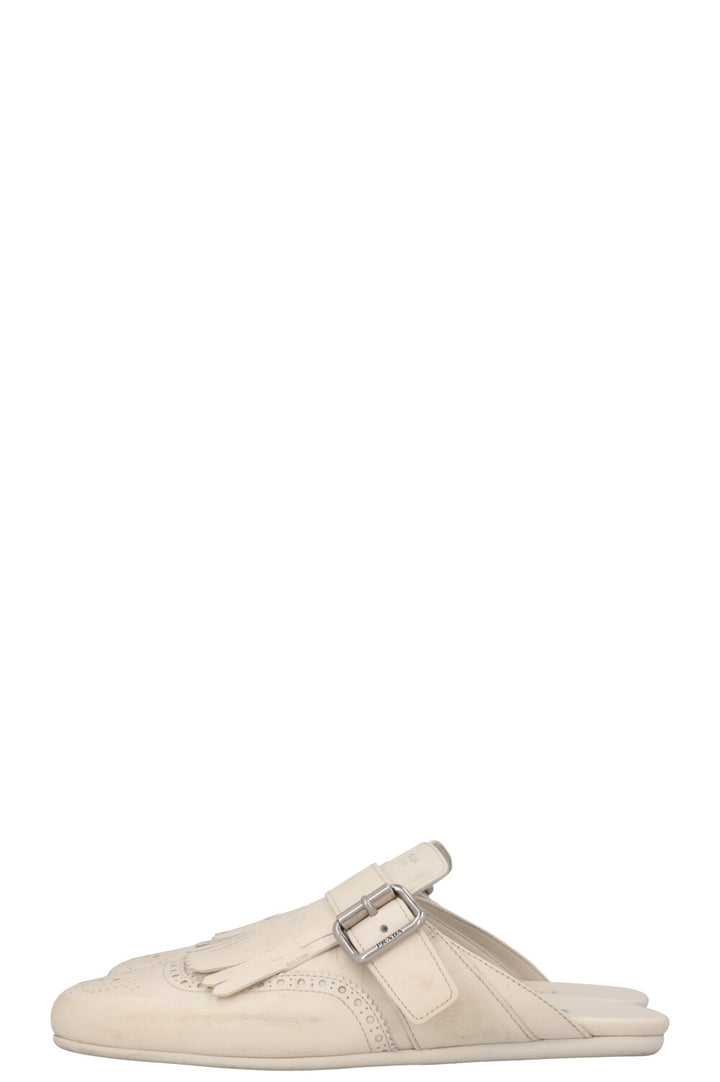 PRADA Mules Shuffle Cuir Blanc