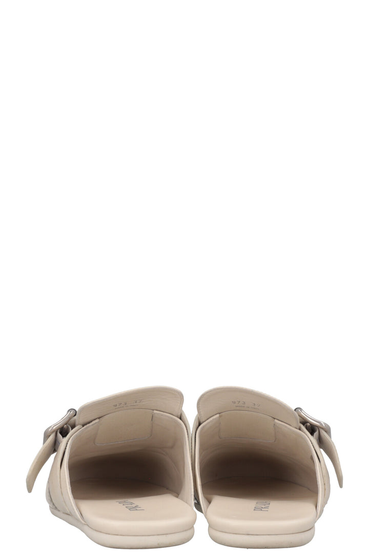 PRADA Mules Shuffle Cuir Blanc