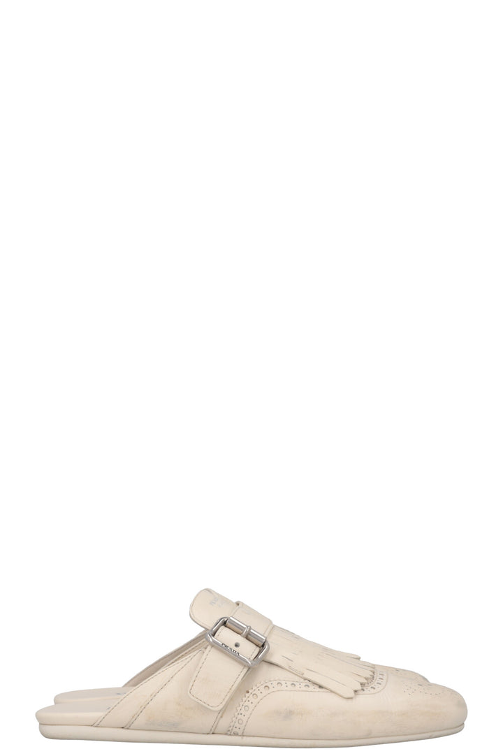 PRADA Mules Shuffle Cuir Blanc