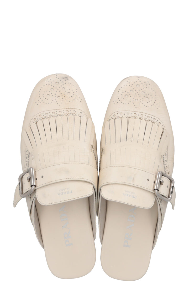 PRADA Mules Shuffle Cuir Blanc