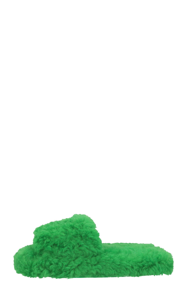 BOTTEGA VENETA Shearling Resort Slides Parakeet
