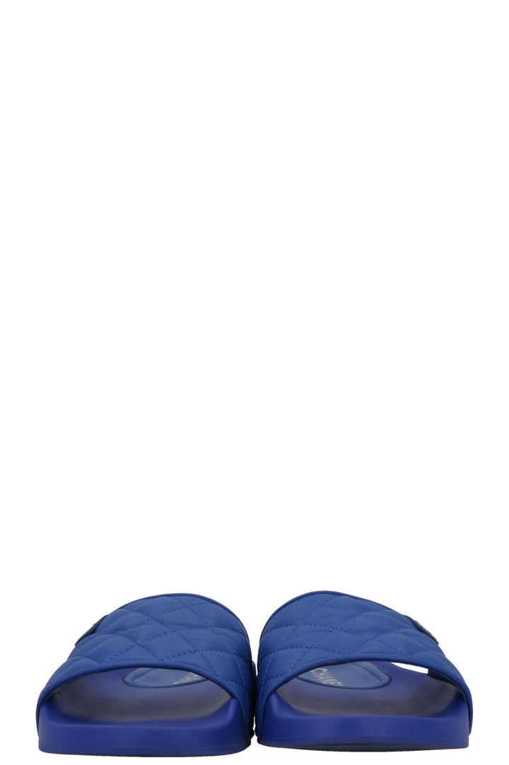 CHANEL CC Quilted Slides Leather Blue