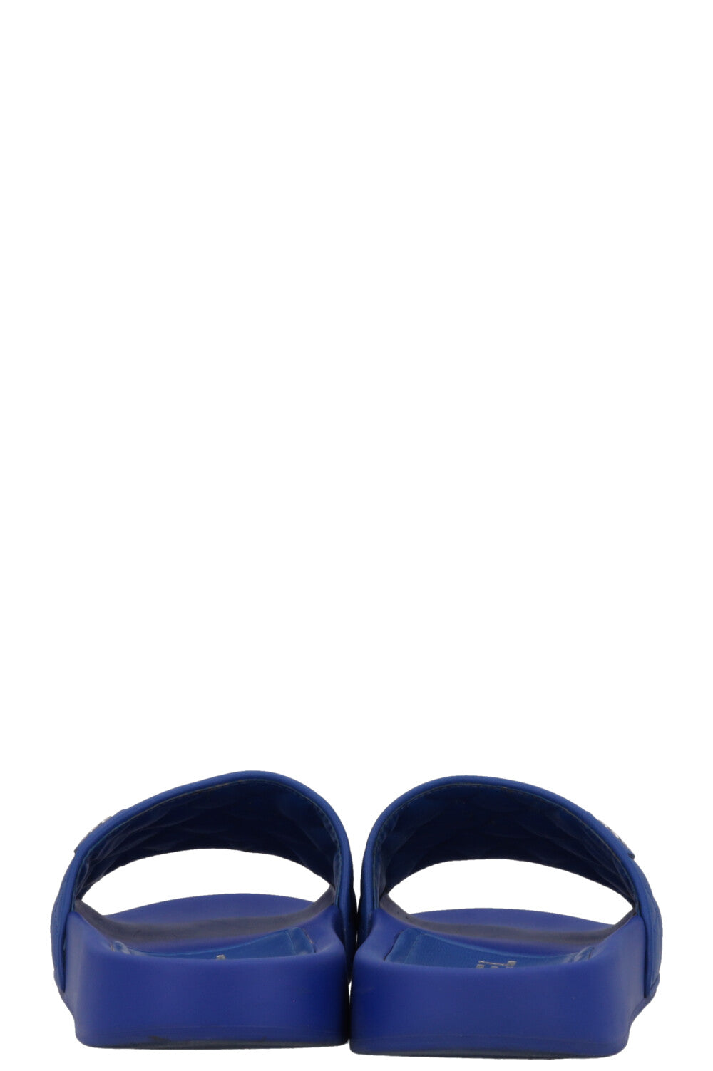 CHANEL CC Quilted Slides Leather Blue