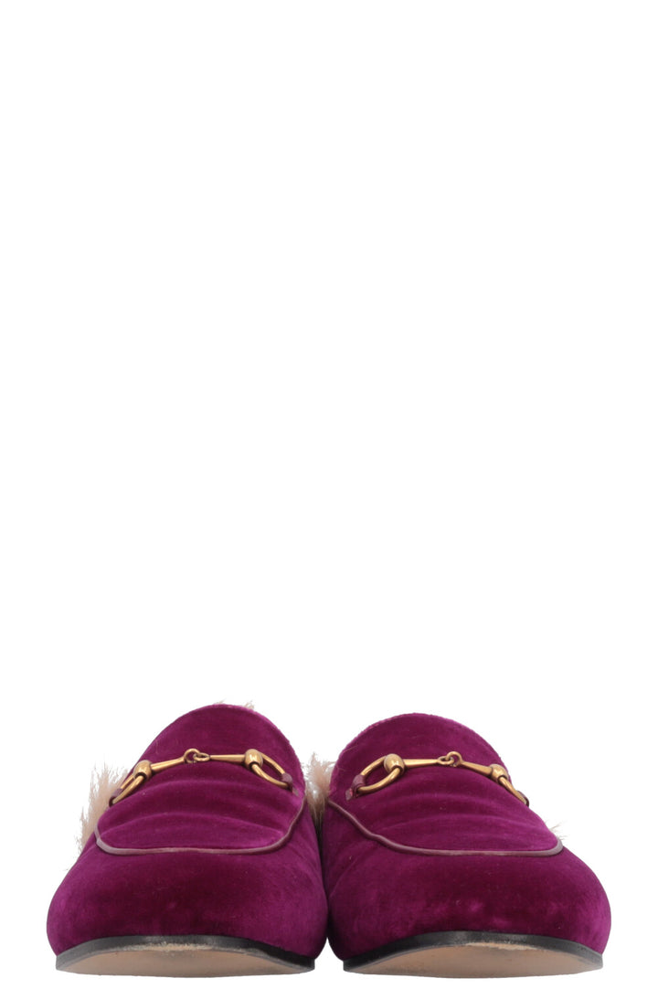 GUCCI Princetown Fur Mules Fuchsia Velvet