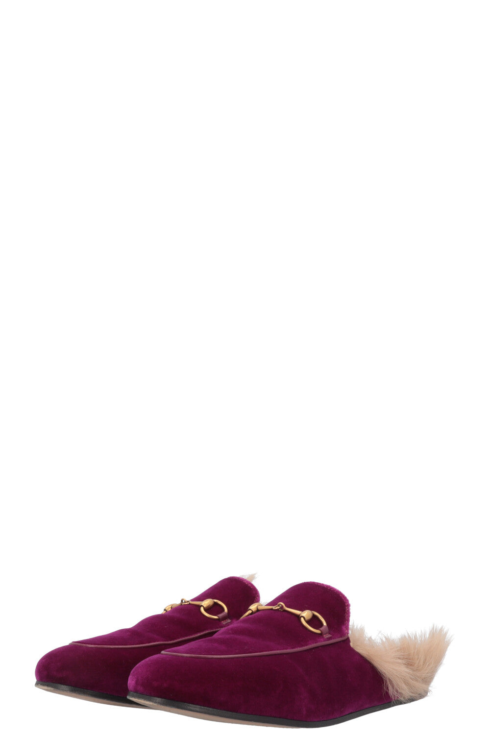 GUCCI Princetown Fur Mules Fuchsia Velvet