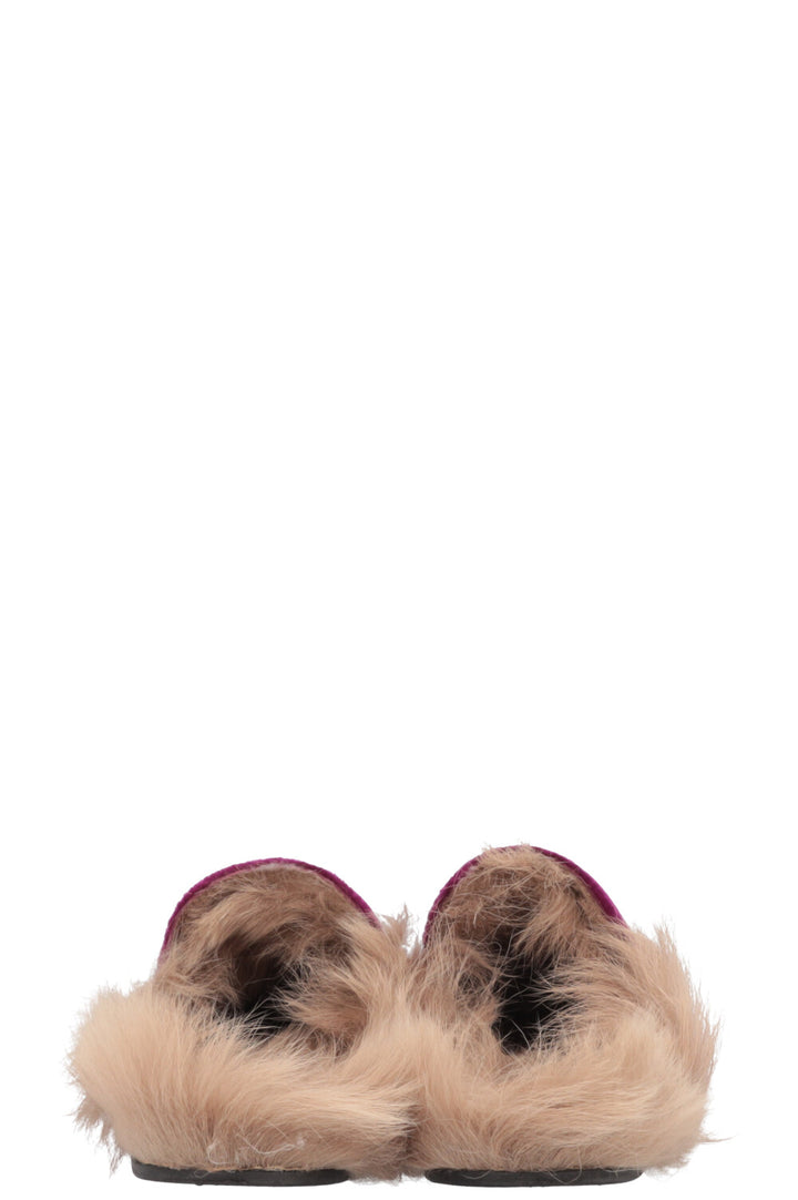 GUCCI Princetown Fur Mules Fuchsia Velvet