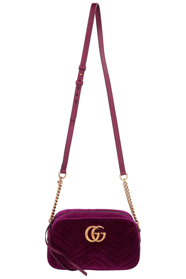 GUCCI Marmont Camera Bag Velvet Fuchsia