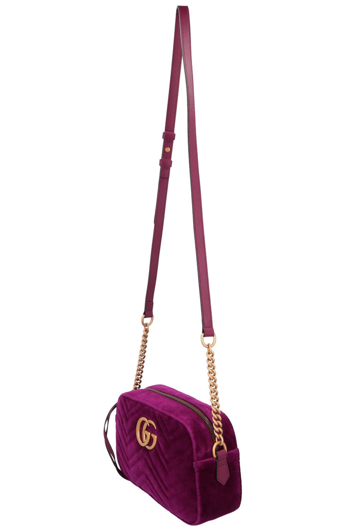 GUCCI Marmont Camera Bag Velvet Fuchsia