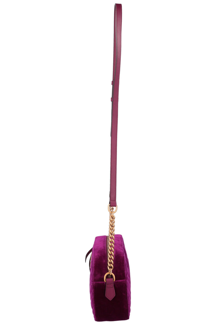 GUCCI Marmont Camera Bag Velvet Fuchsia