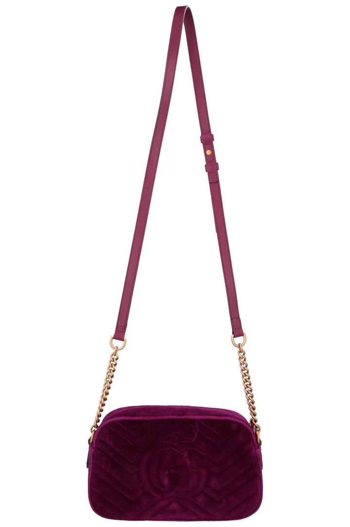 GUCCI Marmont Camera Bag Velvet Fuchsia