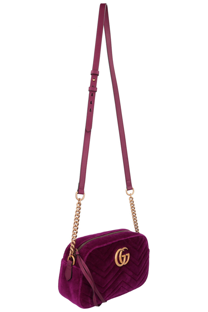 GUCCI Marmont Camera Bag Velvet Fuchsia