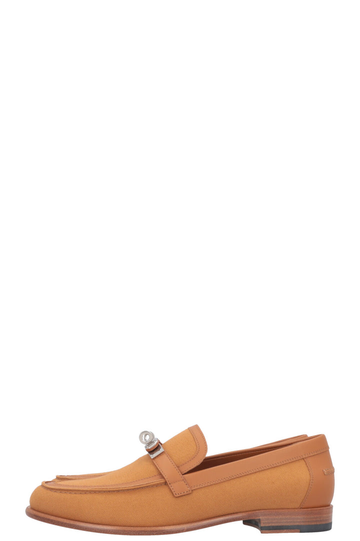 HERMÈS Destin Flats Canvas Leather Brown