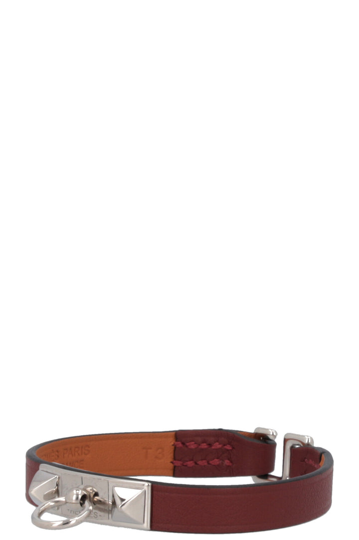 HERMÈS Mini Rivale Bracelet Leather Rouge H