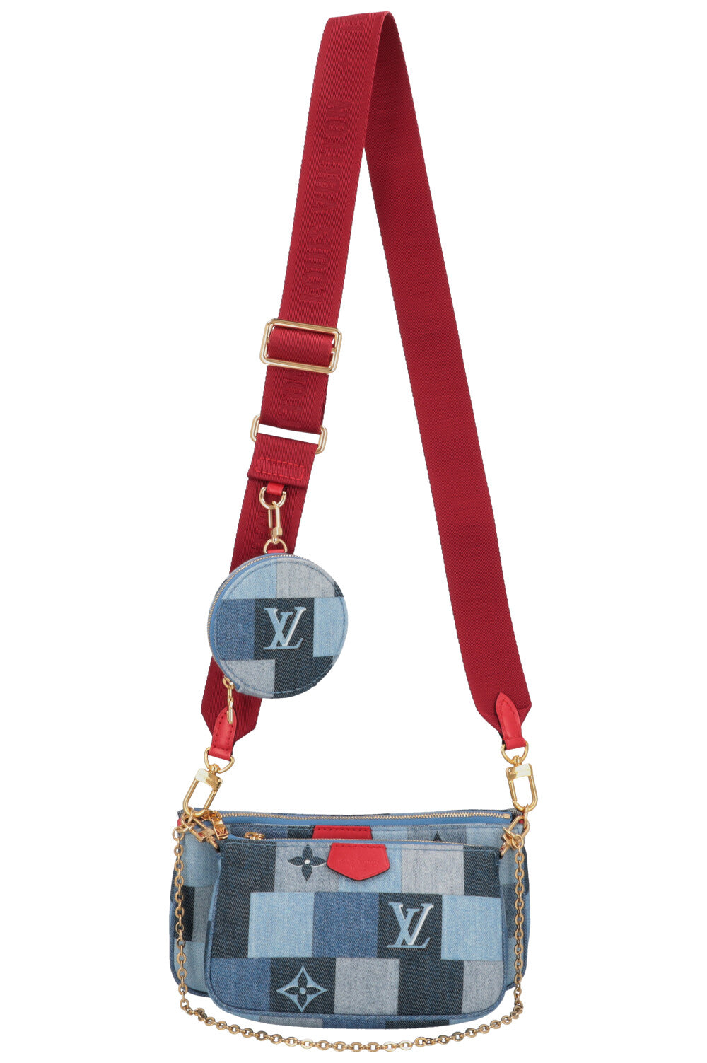 LOUIS VUITTON Multi Pochette Denim Blue Red