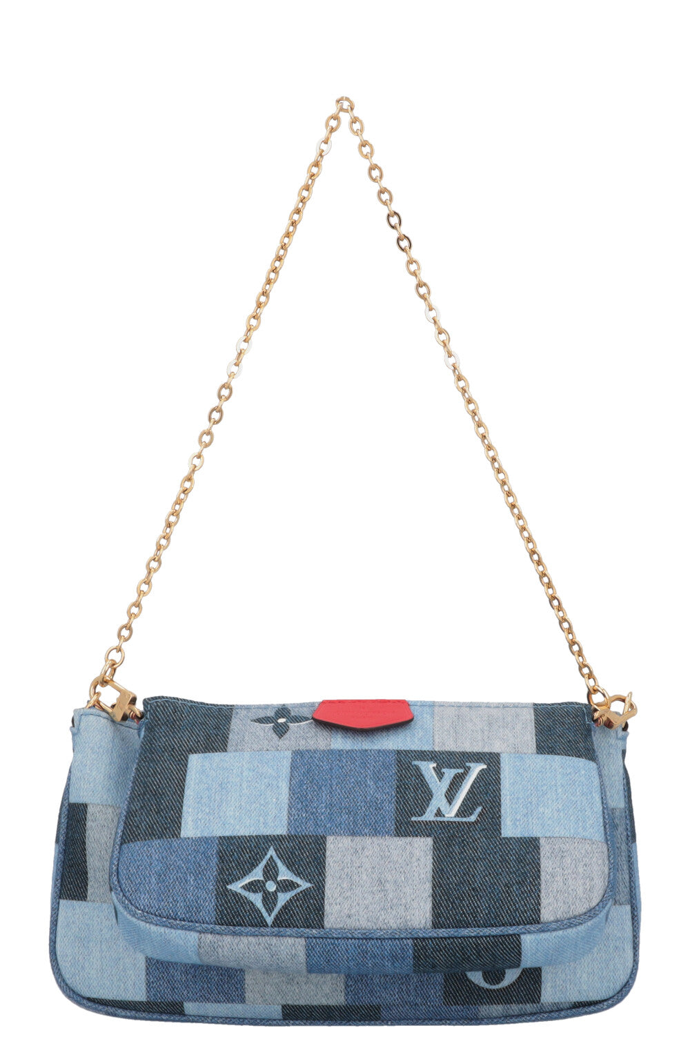 LOUIS VUITTON Multi Pochette Denim Blue Red