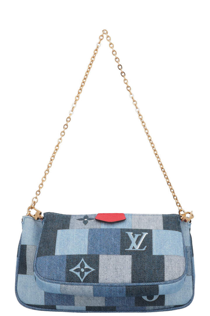 LOUIS VUITTON Multi Pochette Denim Blue Red