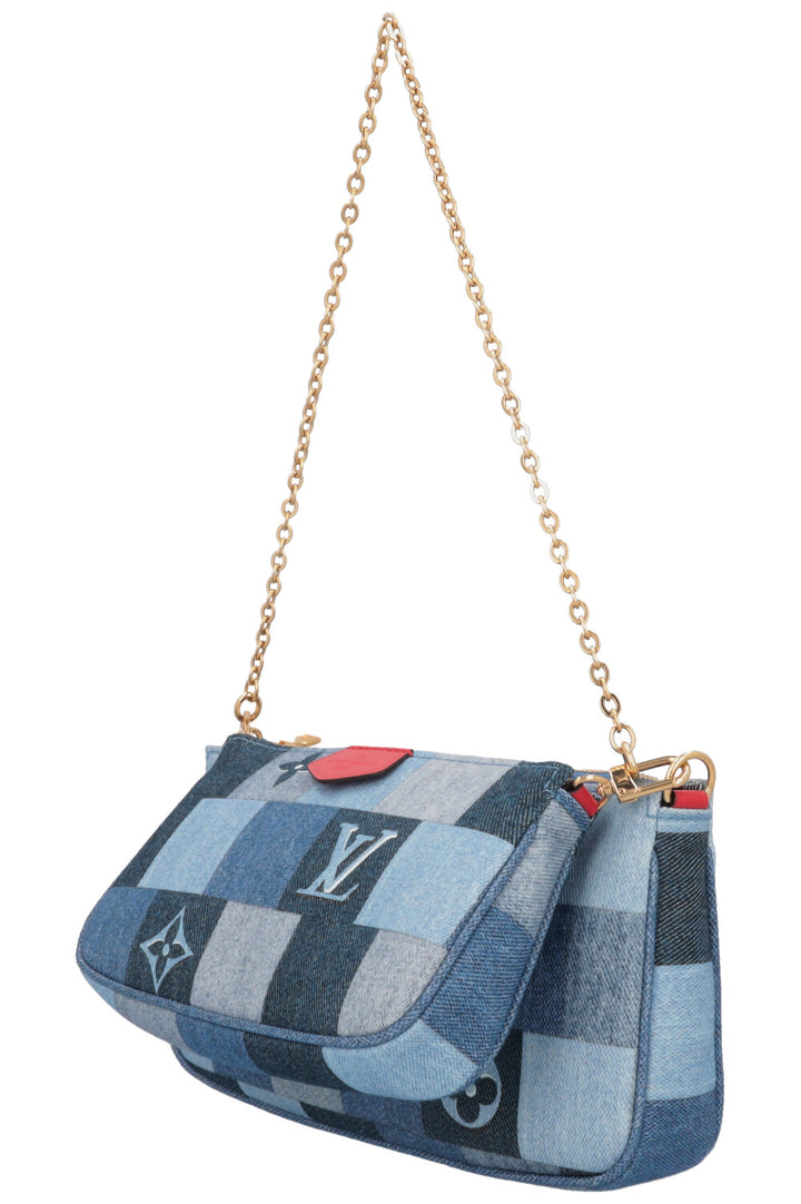 LOUIS VUITTON Multi Pochette Denim Blue Red