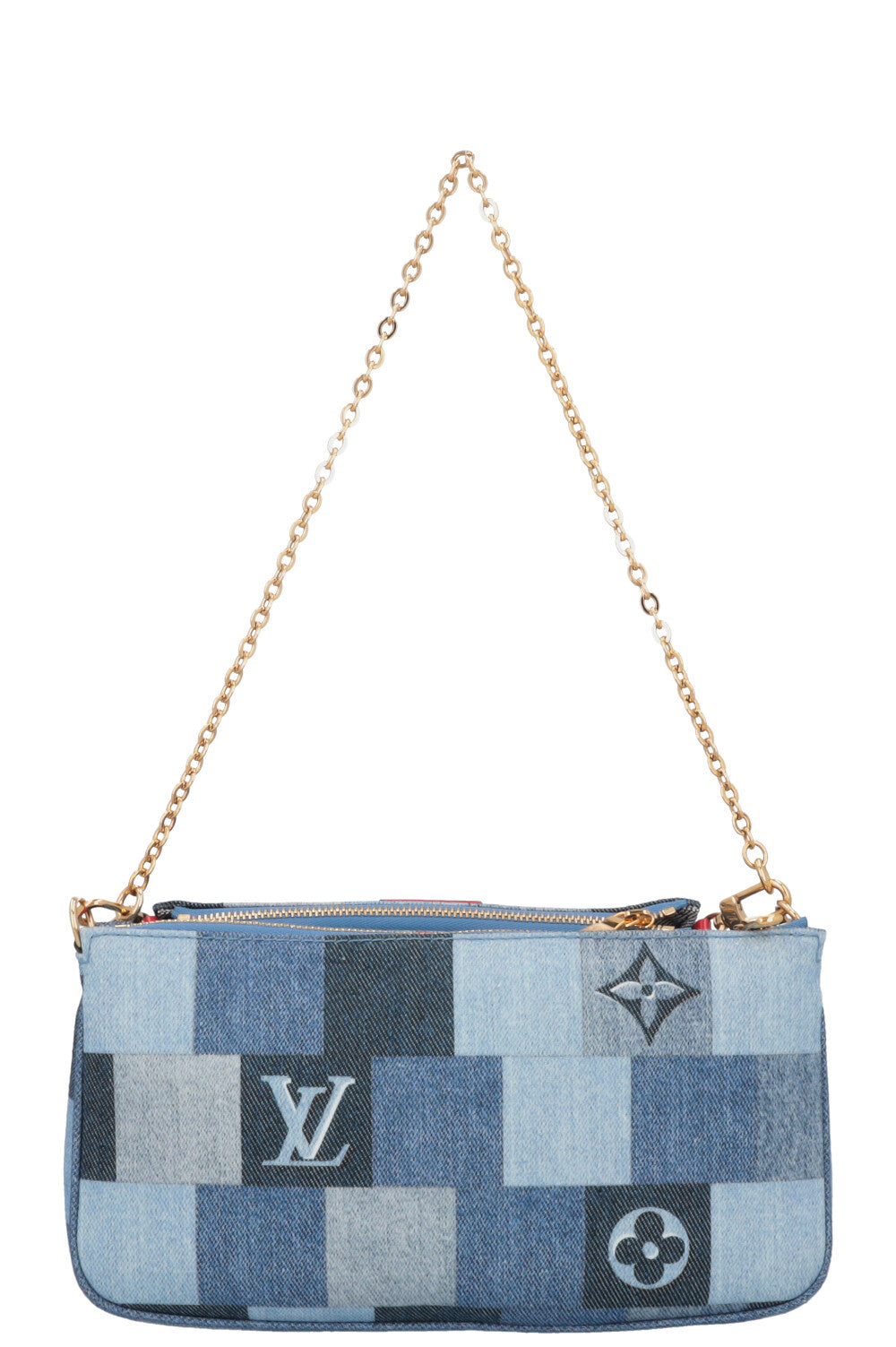 LOUIS VUITTON Multi Pochette Denim Blue Red