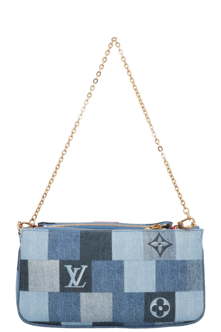 LOUIS VUITTON Multi Pochette Denim Blue Red