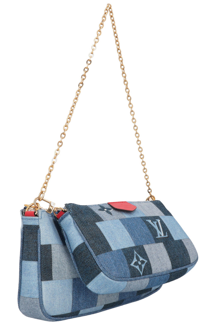 LOUIS VUITTON Multi Pochette Denim Blue Red
