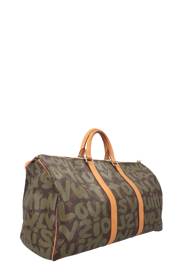 LOUIS VUITTON Keepall 50 Grafitti Stephen Sprouse Green