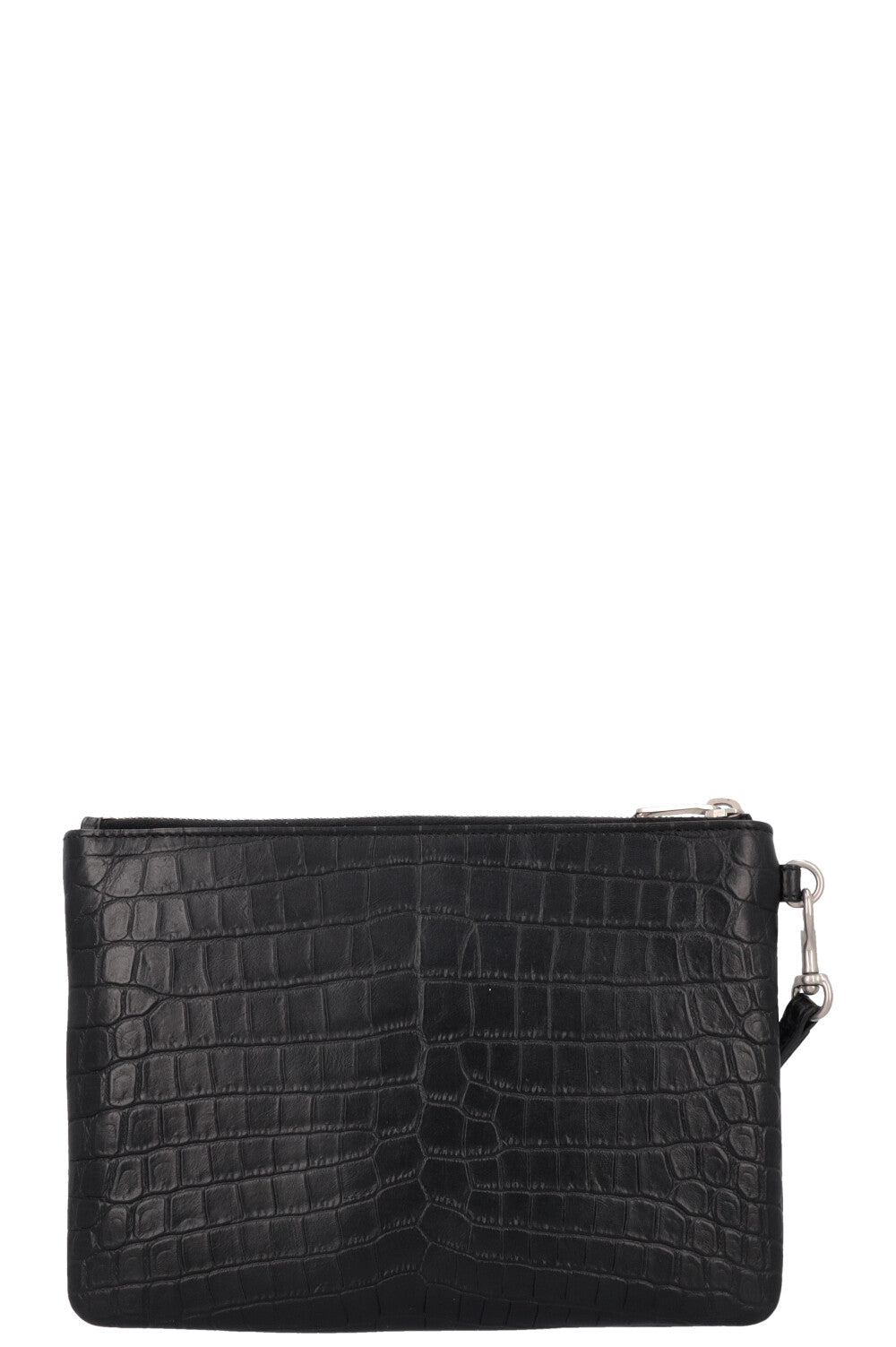 SAINT LAURENT Cassandre Pochette Croc Embossed Black