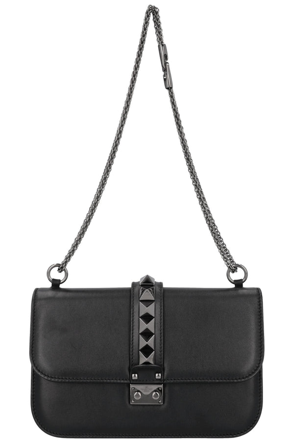 VALENTINO Glam Lock Bag Leather All Black