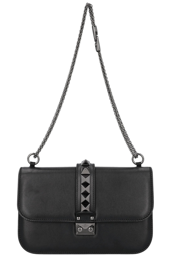 VALENTINO Glam Lock Bag Leather All Black