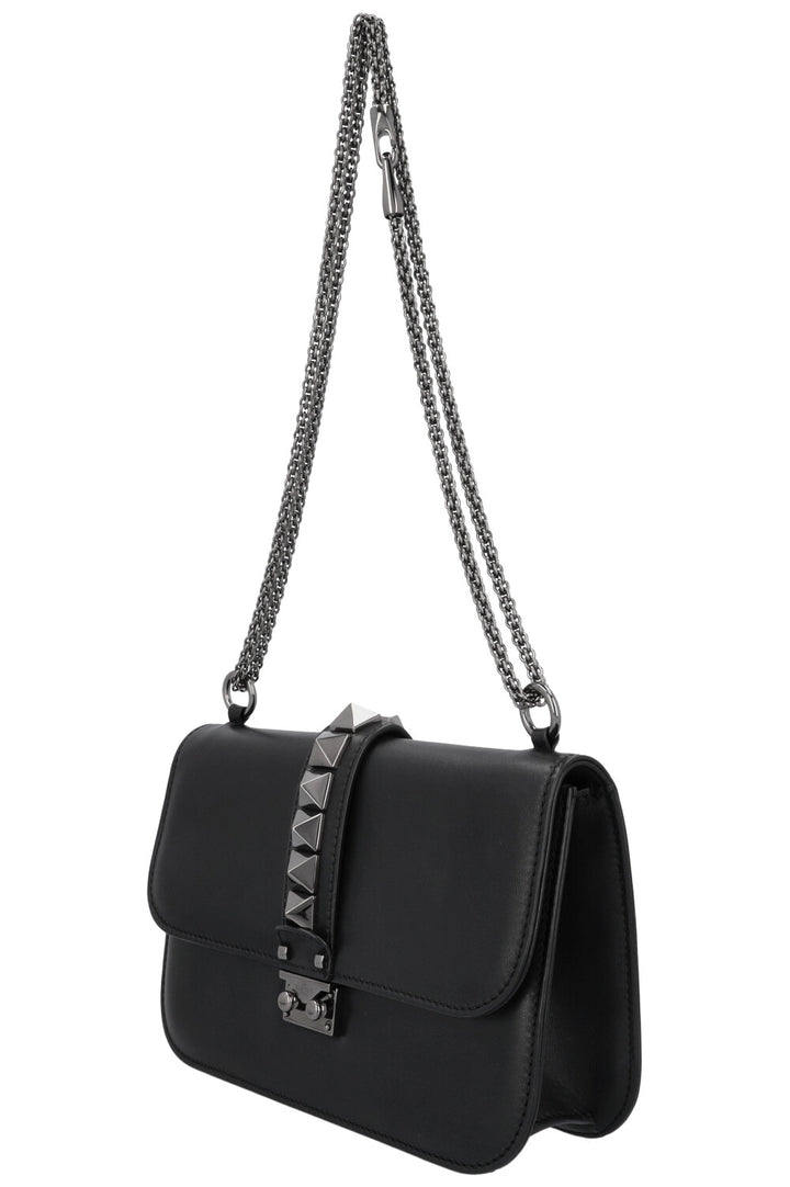 VALENTINO Glam Lock Bag Leather All Black