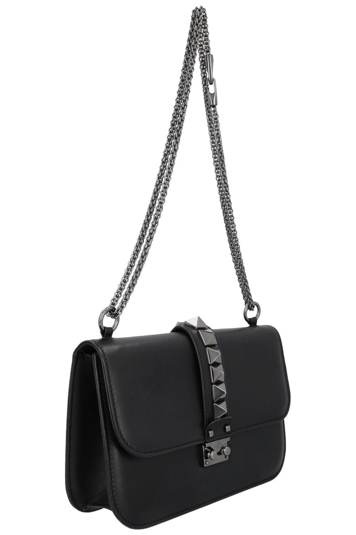 VALENTINO Glam Lock Bag Leather All Black