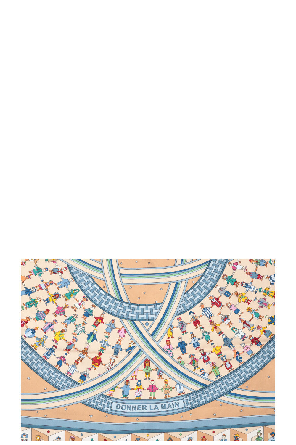 HERMÈS Donner La Main 90 Scarf Beige Blue