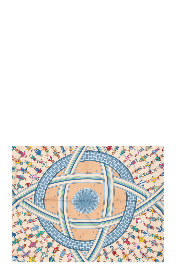 HERMÈS Donner La Main 90 Scarf Beige Blue