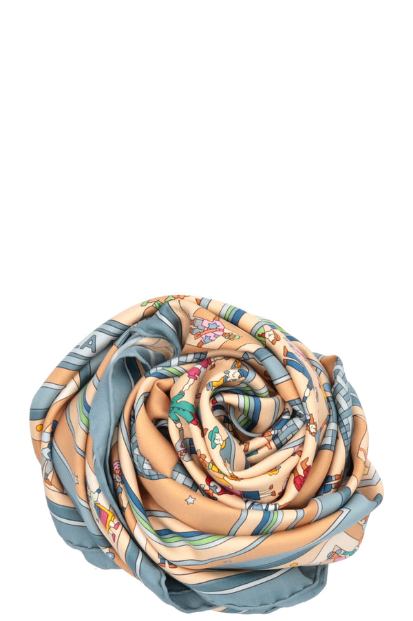 HERMÈS Donner La Main 90 Foulard Beige Bleu