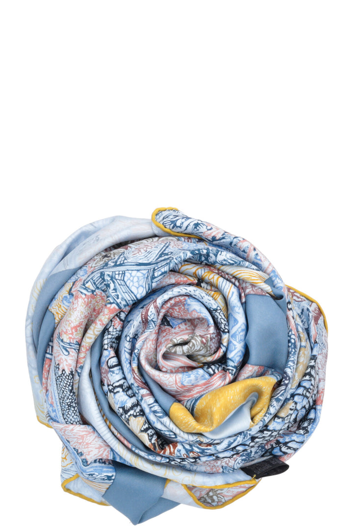 HERMÈS Eleftheria 140 Scarf Silk Blue