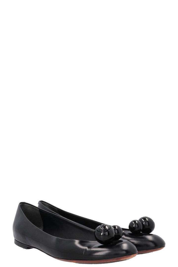 LOUIS VUITTON Ball Ballet Flats Black