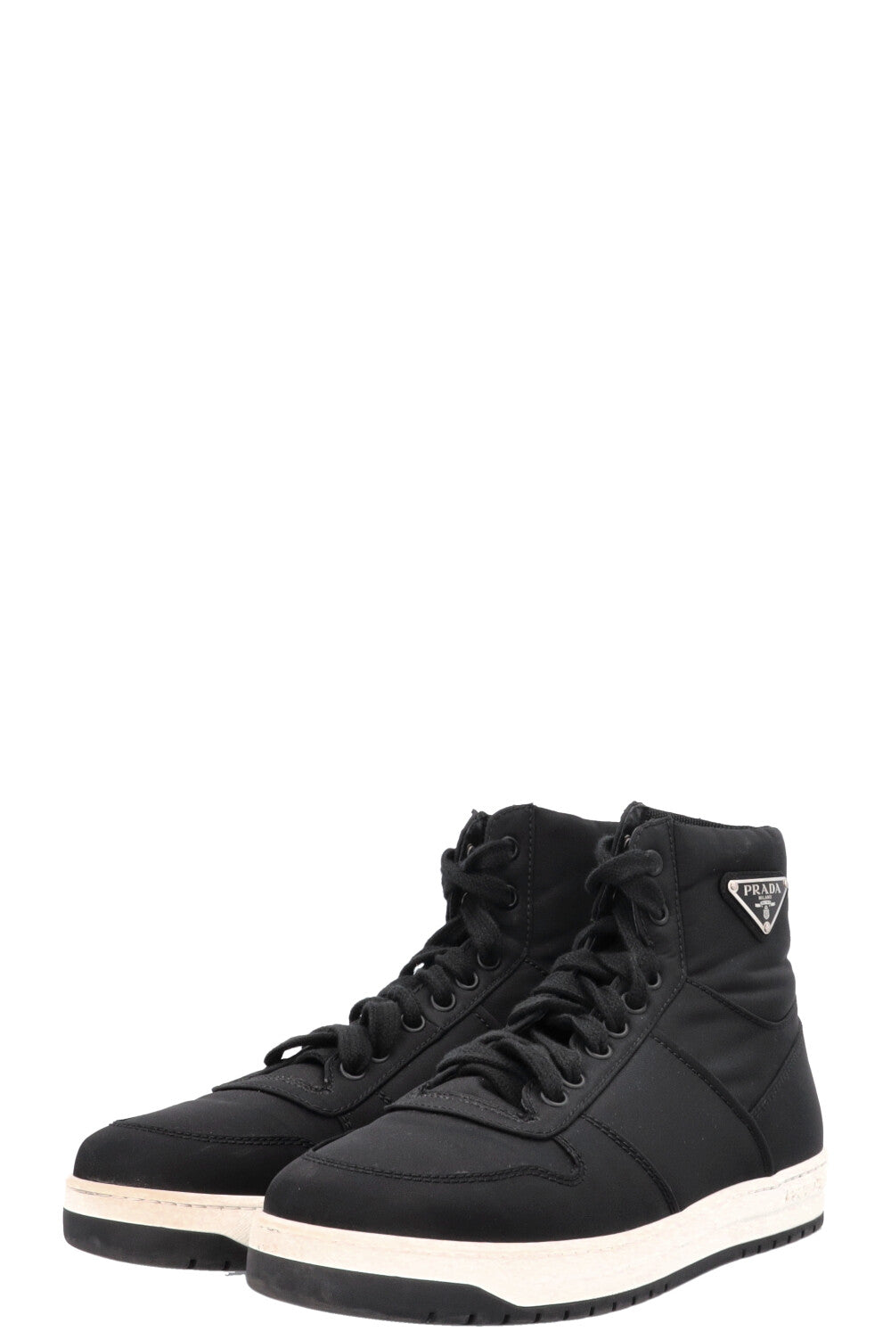 PRADA Triangle High Top Sneaker Nylon Black
