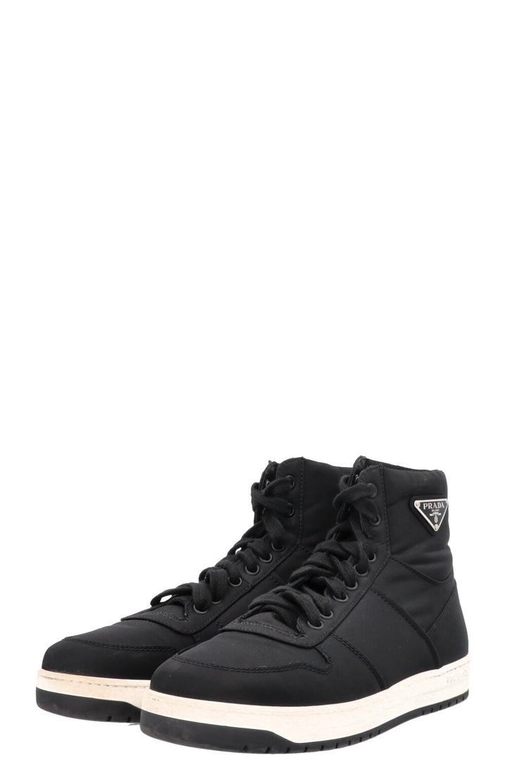 PRADA Triangle High Top Sneaker Nylon Black