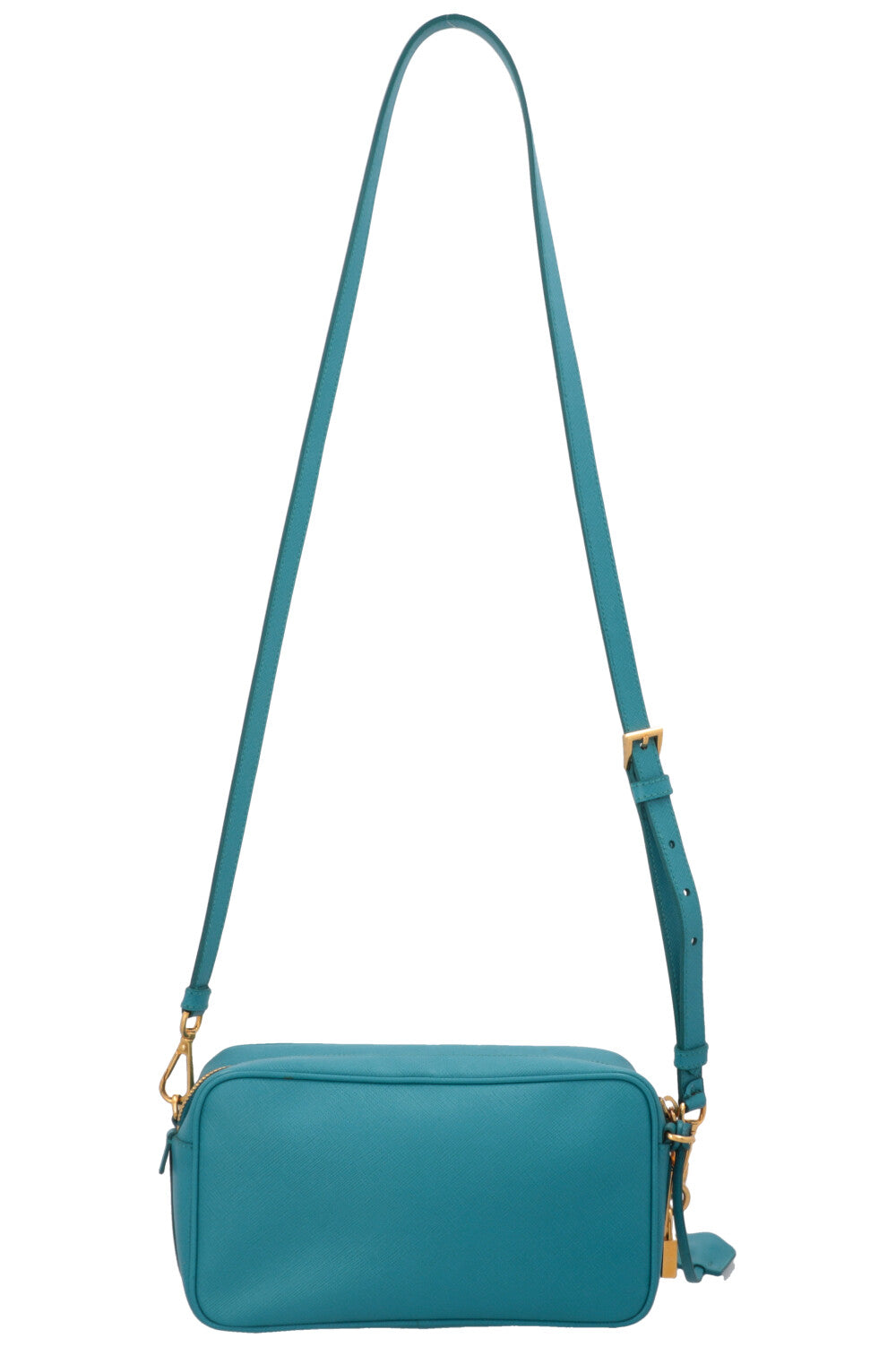 PRADA Logo Camera Crossbody Bag Saffiano Blue