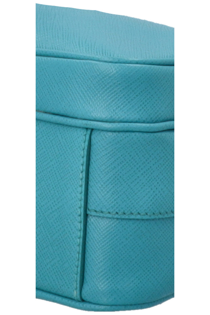 PRADA Logo Camera Crossbody Bag Saffiano Blue