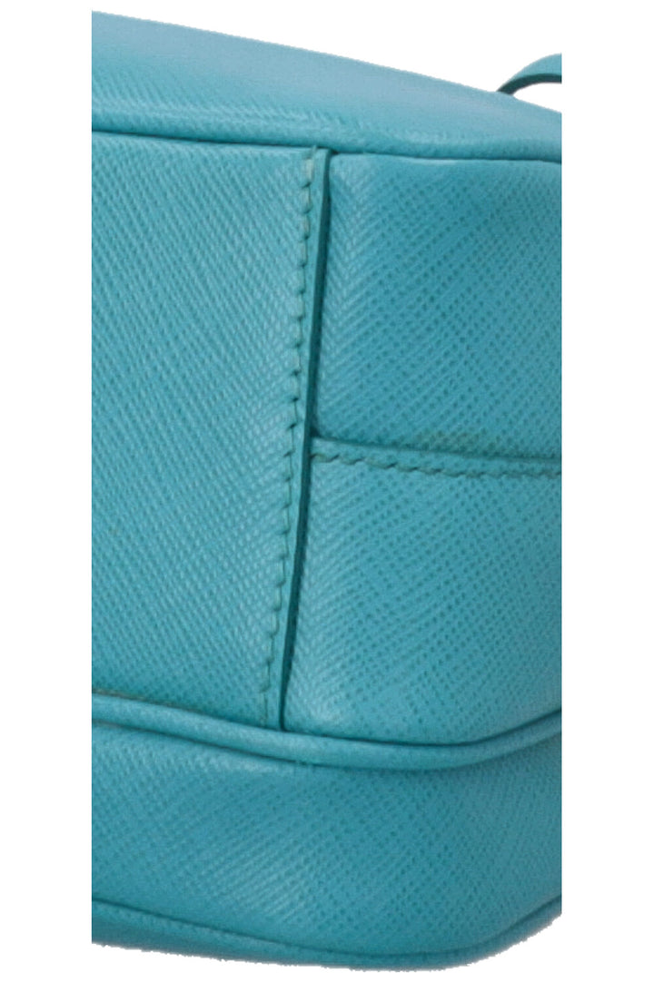 PRADA Logo Camera Crossbody Bag Saffiano Blue