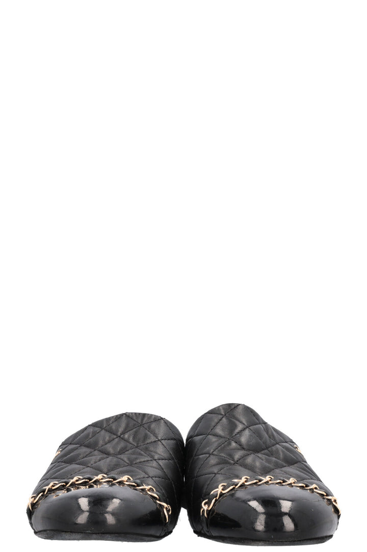 CHANEL CC Chain Mules Quilted Black
