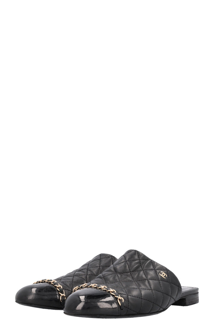 CHANEL CC Chain Mules Quilted Black