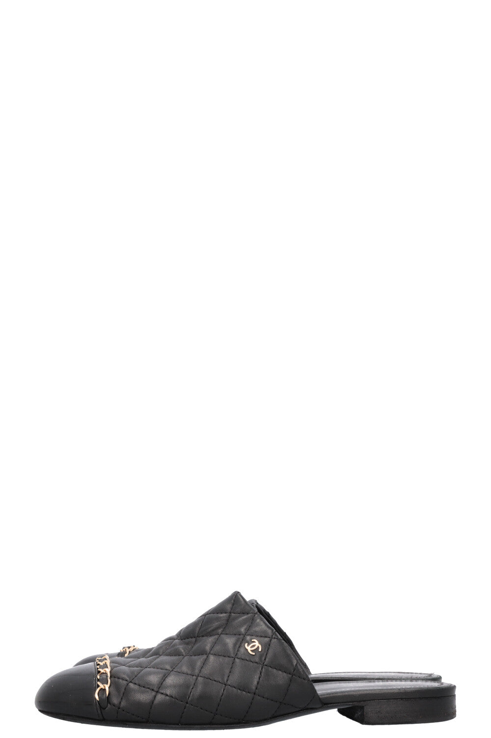 CHANEL CC Chain Mules Quilted Black