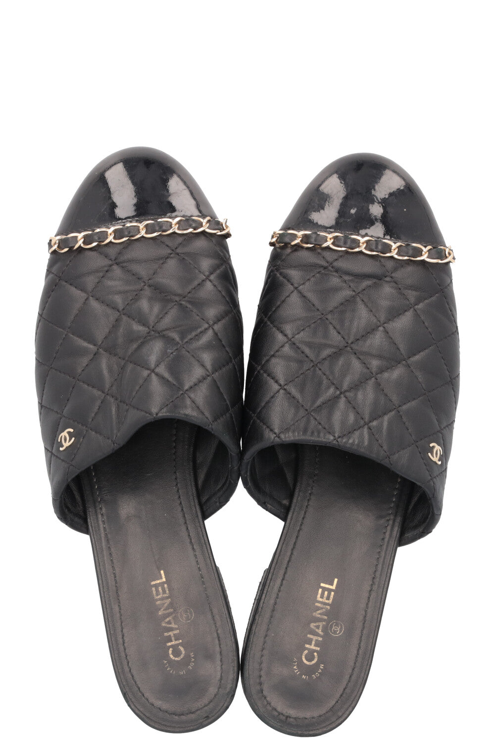 CHANEL CC Chain Mules Quilted Black