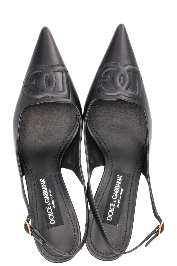 DOLCE&GABBANA DG Kitten Slingback Heels Black