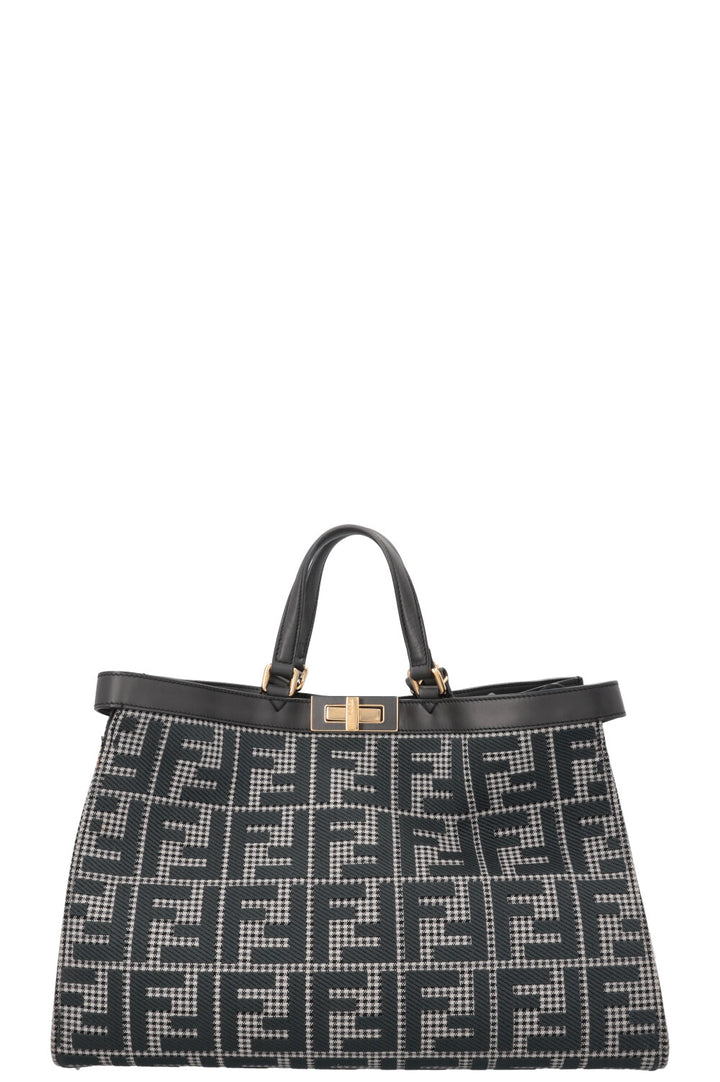 FENDI Peekaboo Zucca Print Tote Bag Petrol